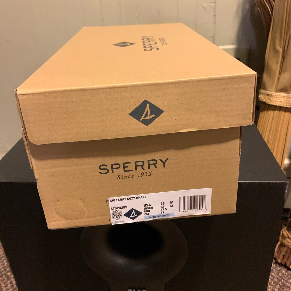 Sperry Men's Boat Shoes Taupe Rubber Faux Fur Lined Indoor Outdoor Size 13 NIB - Picture 4 of 9